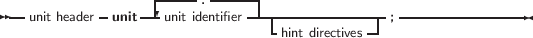                   ------.------|
--unit header- unit---unit identifier ---|-------------; ---------------
                                 -hint directives-
     