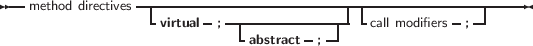 --              -------------------------------------------------
  method directives - virtual- ;---------------| -call modifiers ;-|
                             -abstract -;--|
     