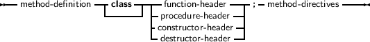 --              --     -----            ---- -              ----
  method- definition  --class--| - function-header --|;  method-directives
                          -pcrooncstedruucrteo- hr-e haeadderer--|
                          -destructor- header--|
     