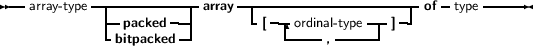 --array- type--|-----------array--|-------------------- of -type------
            --packed --|       -[---ordinal- type--] --
             bitpacked                   ,
     