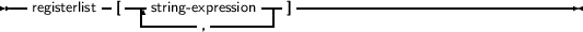 --registerlist- [--|string-expression --] -------------------------------
               -------,-------
     